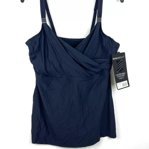 Miraclesuit Women’s Dark Blue Underwire Tankini Top Size 38DD (L/XL)